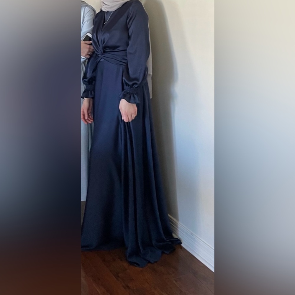 Navy Long-Sleeved Maxi Modest Dress (Turkish Brand)